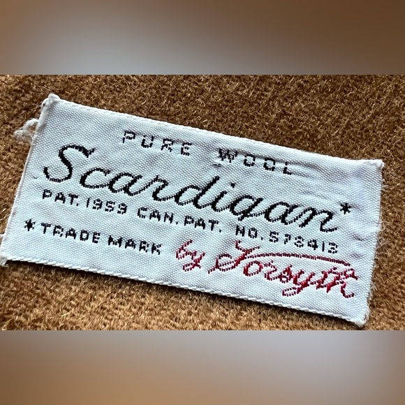 Vintage Sears Scardigan All Wool Button Scarf Vest Tan Fringe - Picture 5 of 10